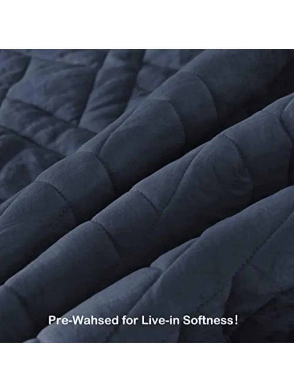 Navy Blue Queen Quilt Set - Soft Microfiber, Geometric Diamond Pattern